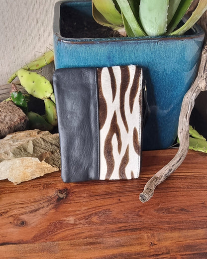Morijorca Zebra Stripe Black Leather Clutch