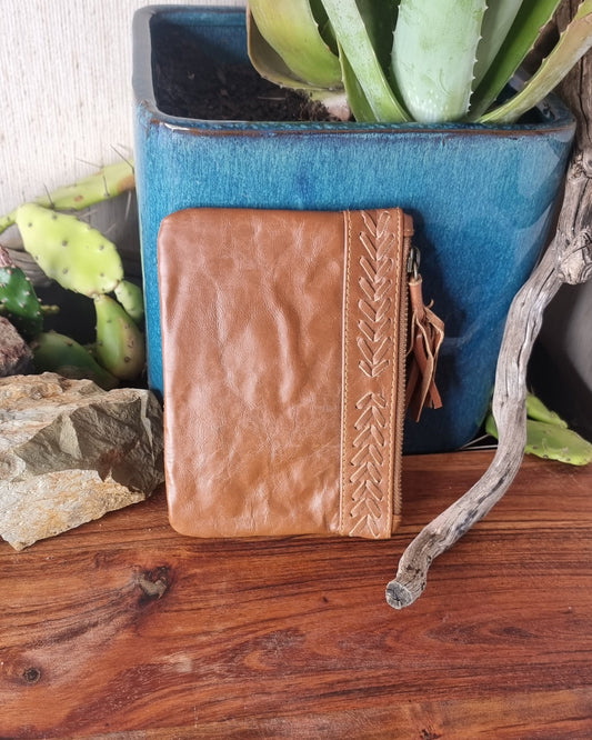 Morijorca Rustic Brown Leather Clutch