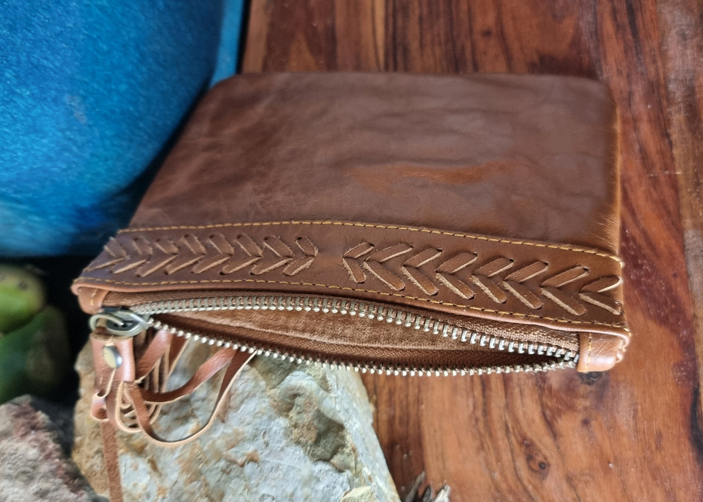 Morijorca Rustic Brown Leather Clutch