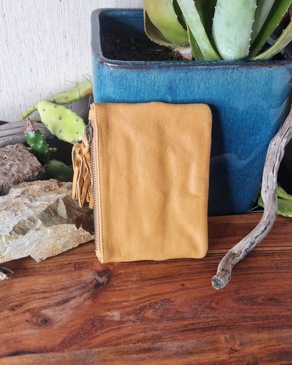 Morijorca Leopard Print Light Brown Leather Clutch
