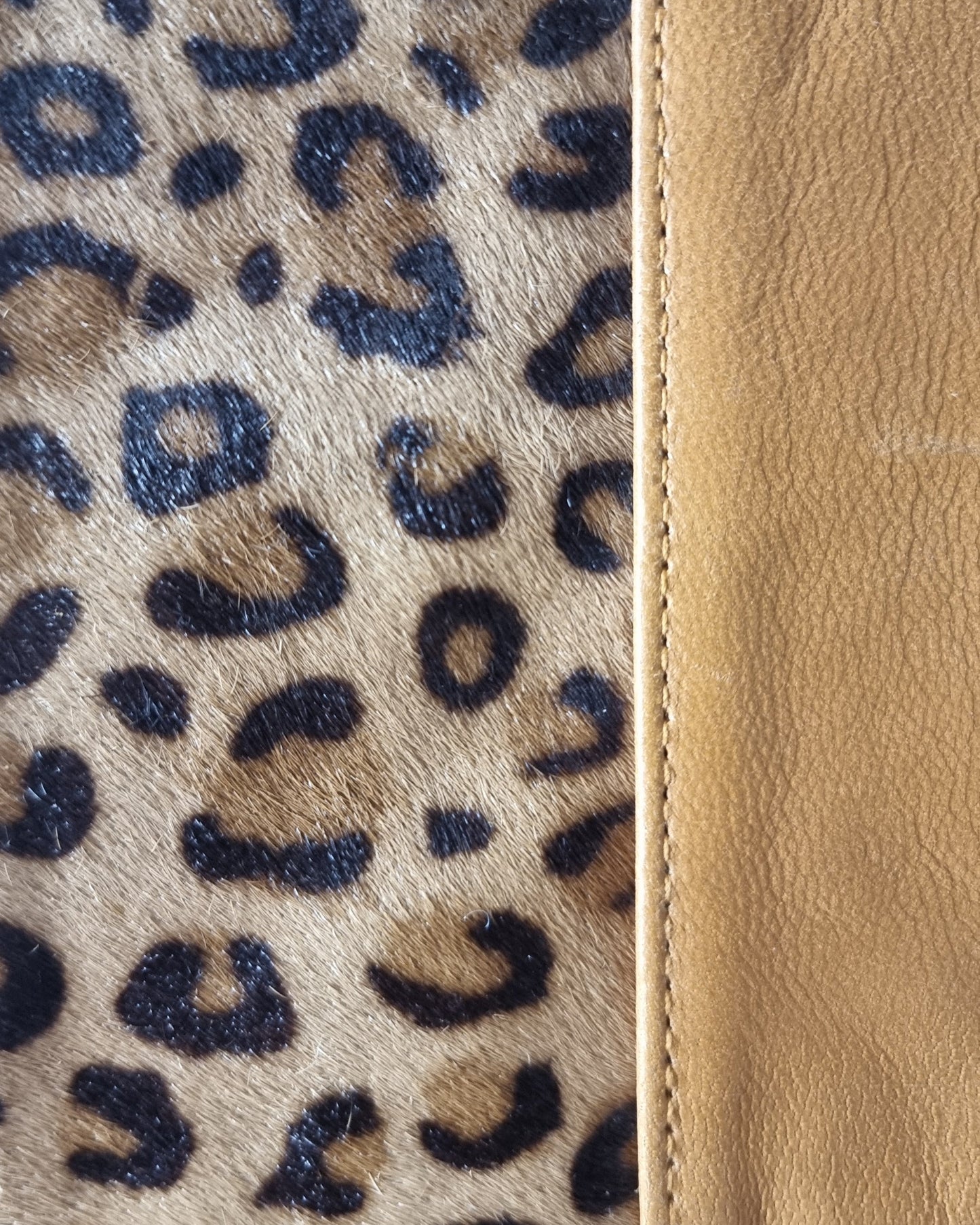 Morijorca Leopard Print Light Brown Leather Clutch