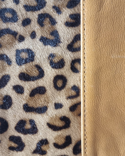 Morijorca Leopard Print Light Brown Leather Clutch