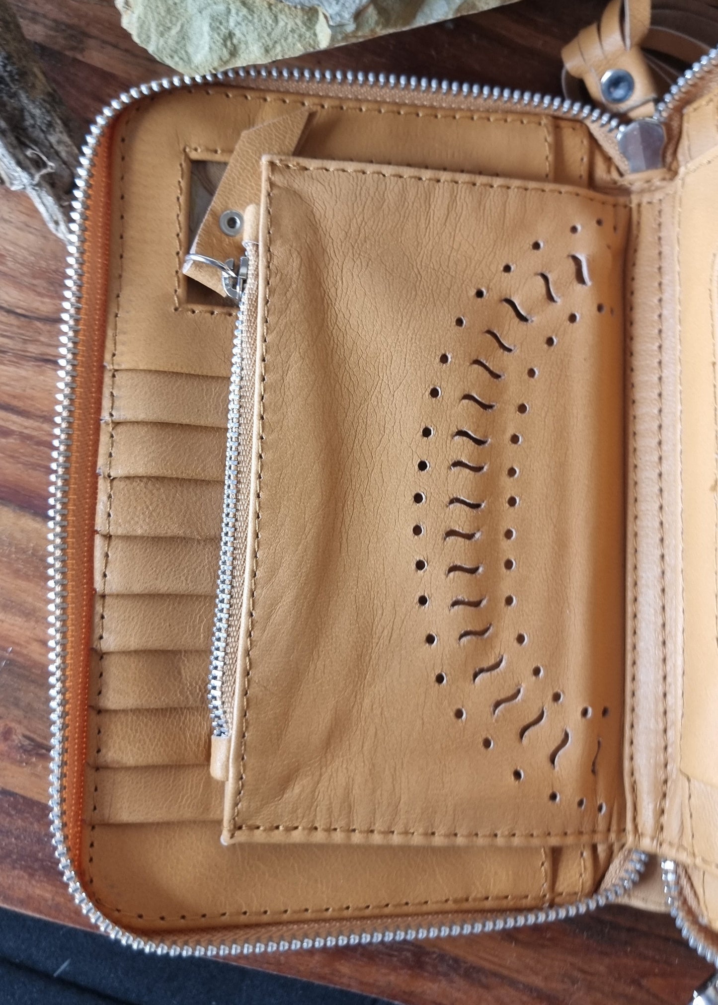 Morijorca Brown Leather Mandala Wallet with Turquoise Accents