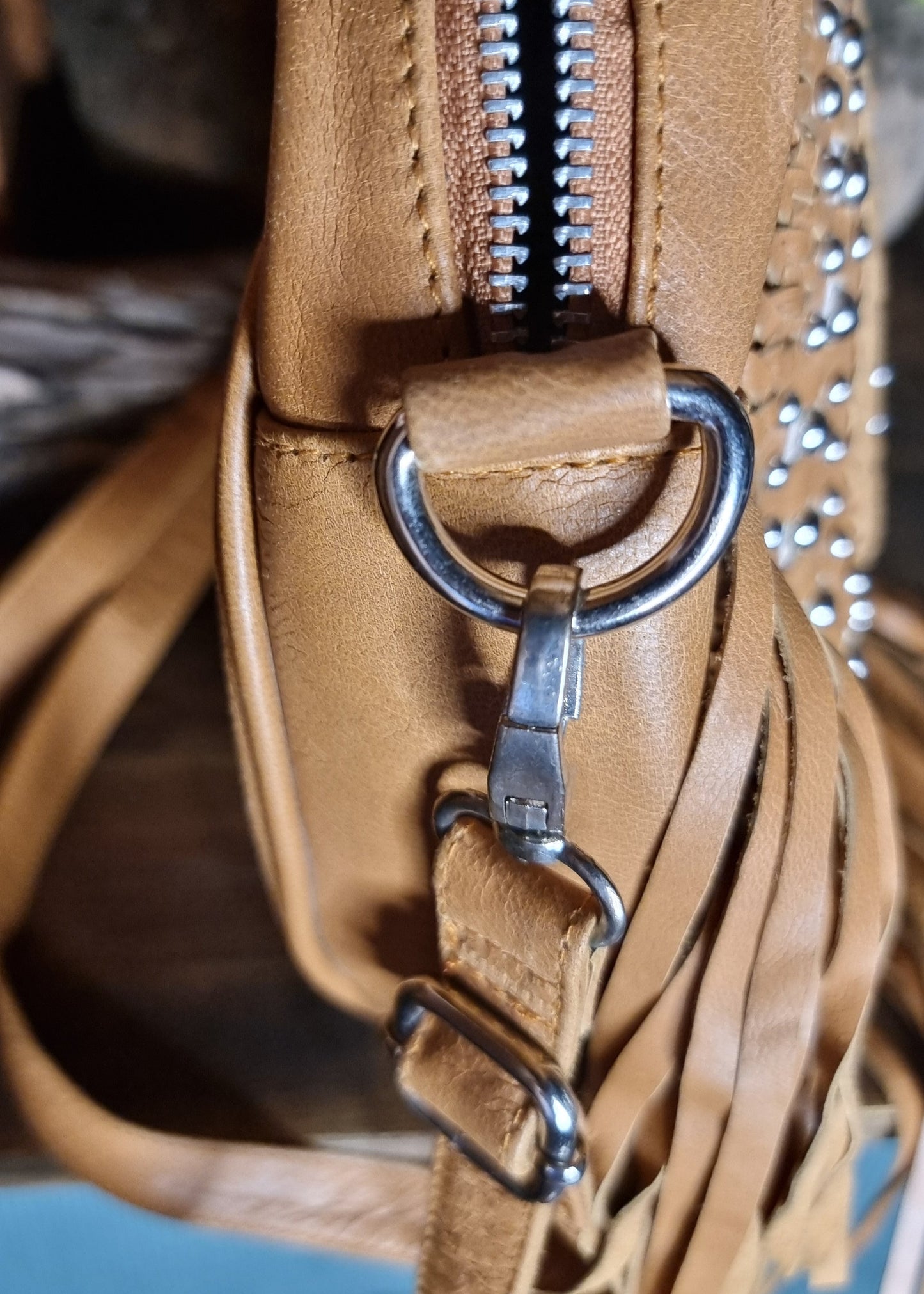 Morijorca Light Brown Leather Circle Crossbody Bag