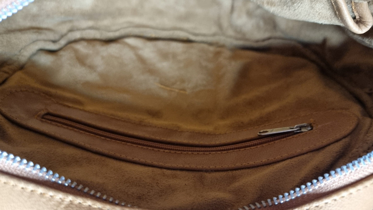 Morijorca Light Brown Leather Circle Crossbody Bag