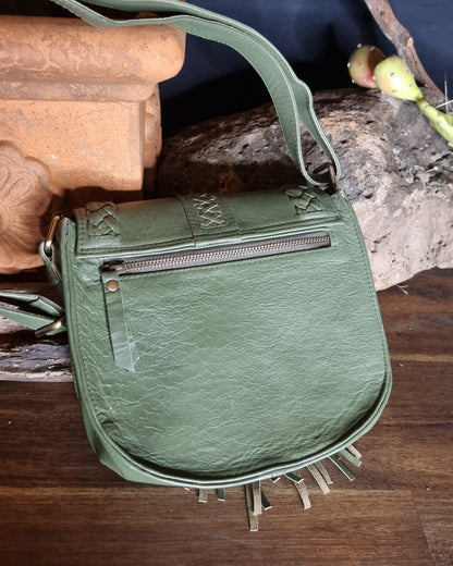 Morijorca Handcrafted Sage Green Leather Crossbody Bag