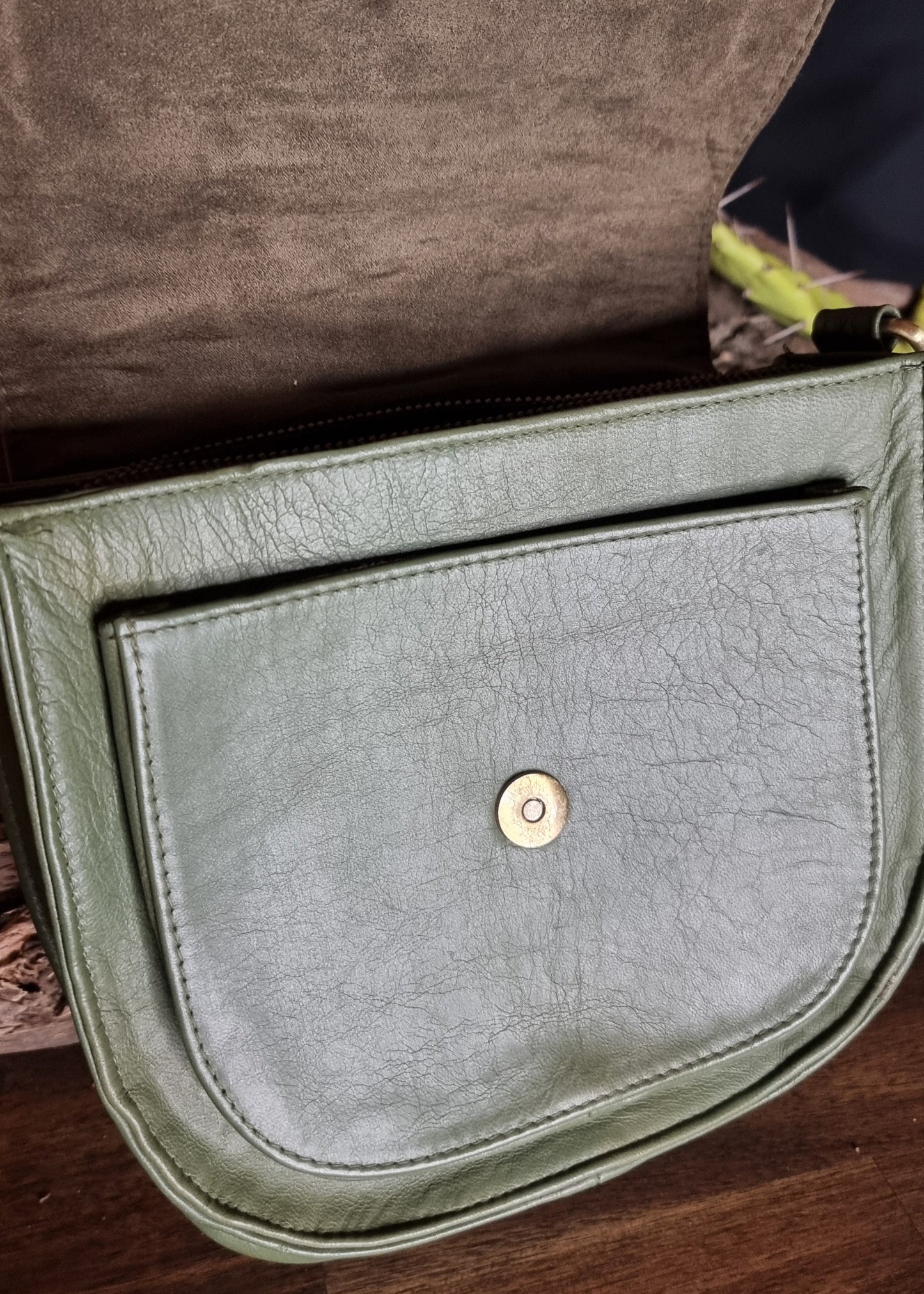 Morijorca Handcrafted Sage Green Leather Crossbody Bag