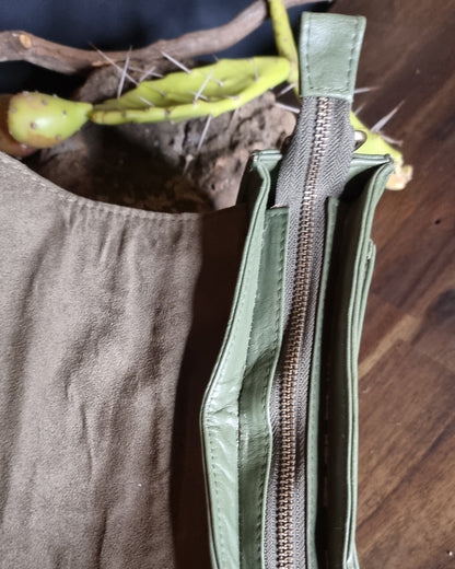 Morijorca Handcrafted Sage Green Leather Crossbody Bag