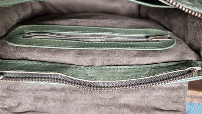 Morijorca Handcrafted Sage Green Leather Crossbody Bag