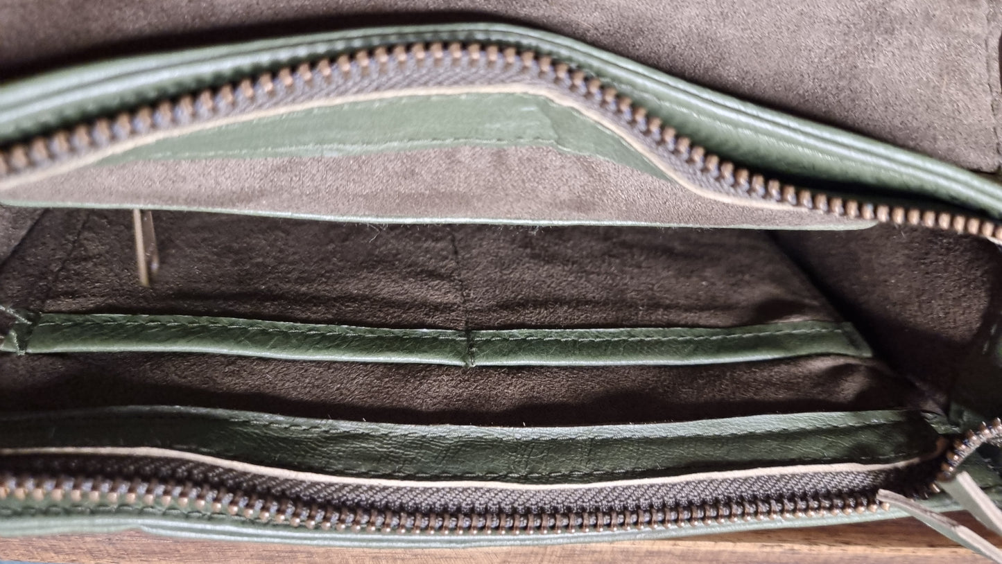 Morijorca Handcrafted Sage Green Leather Crossbody Bag