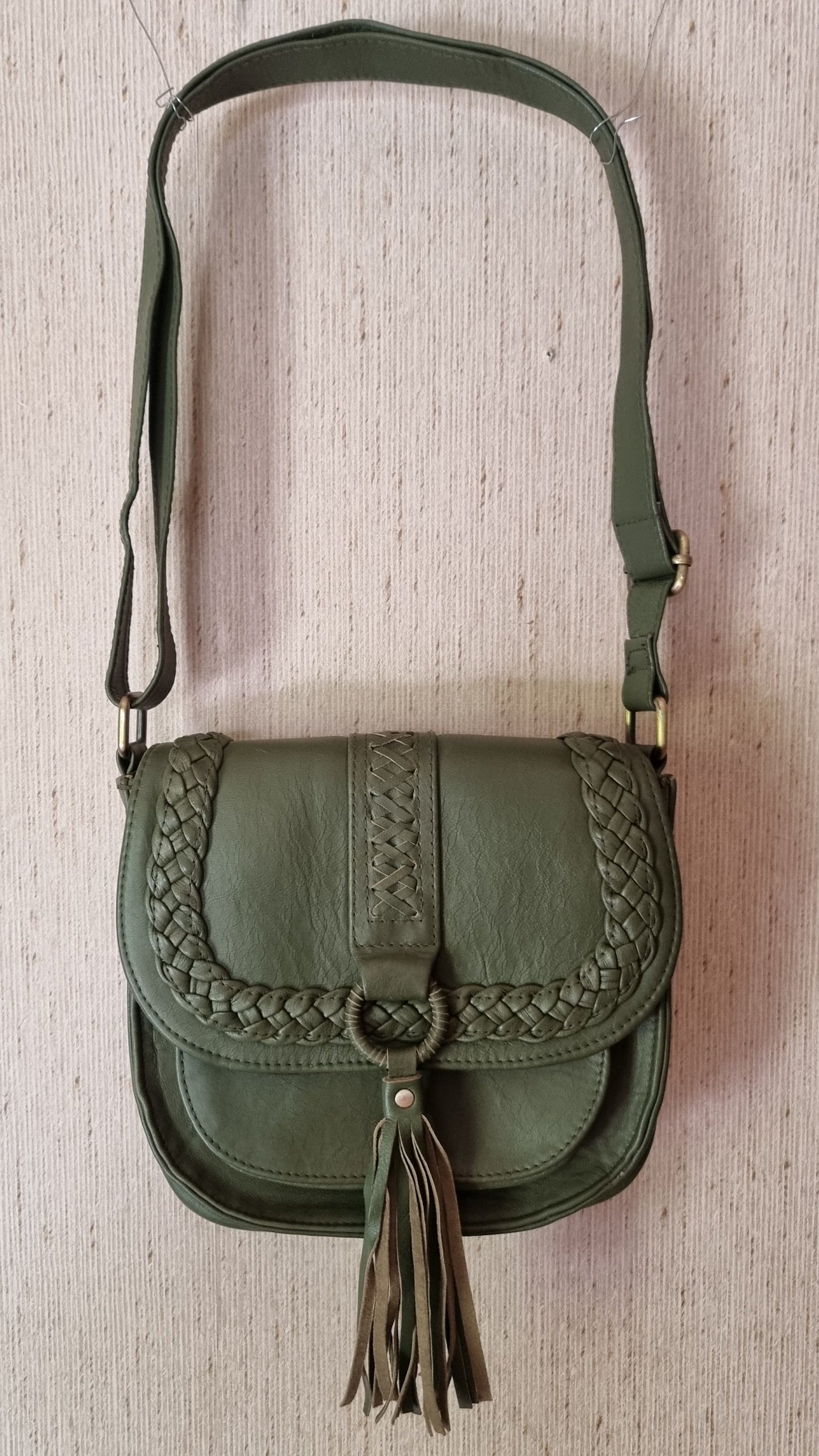 Morijorca Handcrafted Sage Green Leather Crossbody Bag