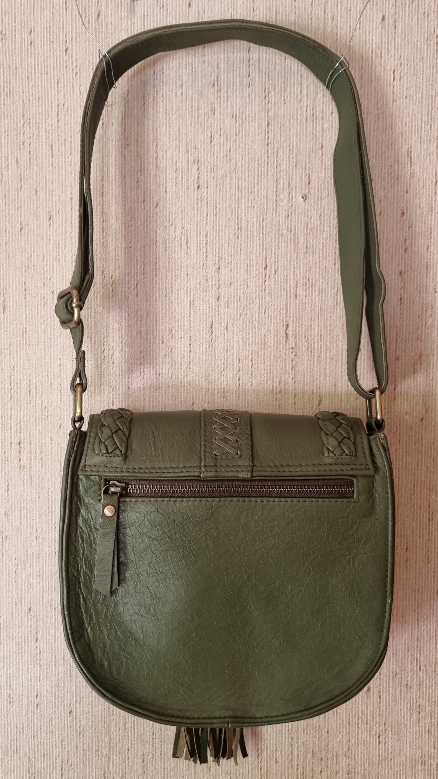 Morijorca Handcrafted Sage Green Leather Crossbody Bag