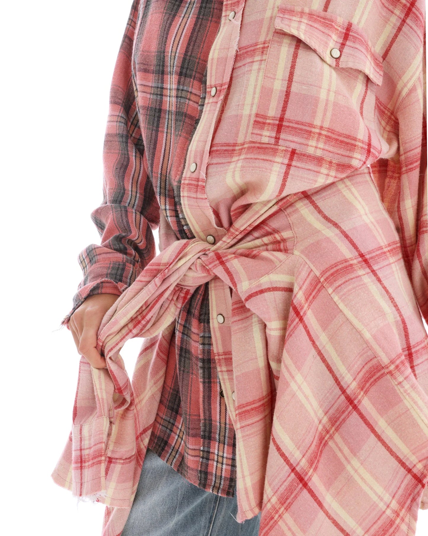 Tied Up Pre Styled Flannel Shirt Dress