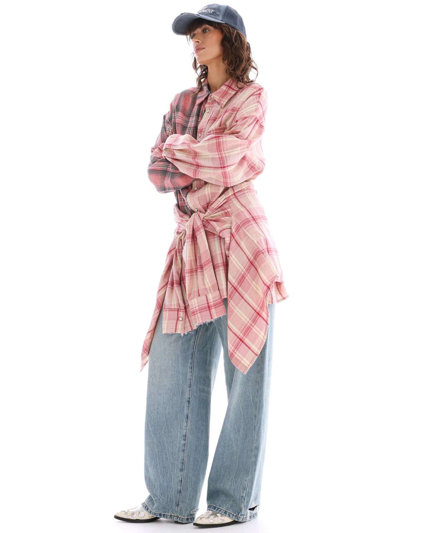 Tied Up Pre Styled Flannel Shirt Dress