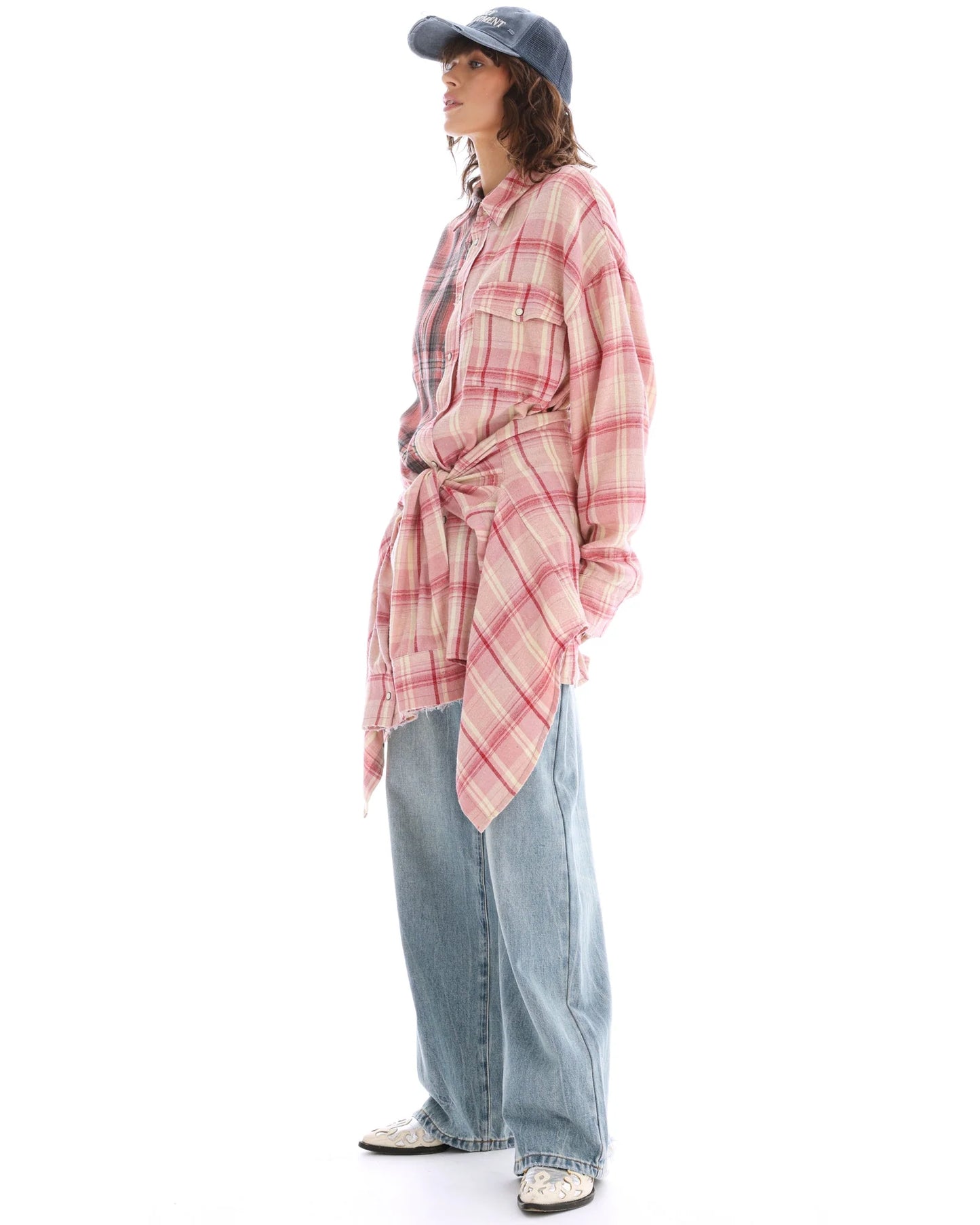 Tied Up Pre Styled Flannel Shirt Dress