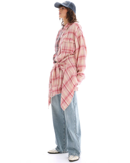 Tied Up Pre Styled Flannel Shirt Dress