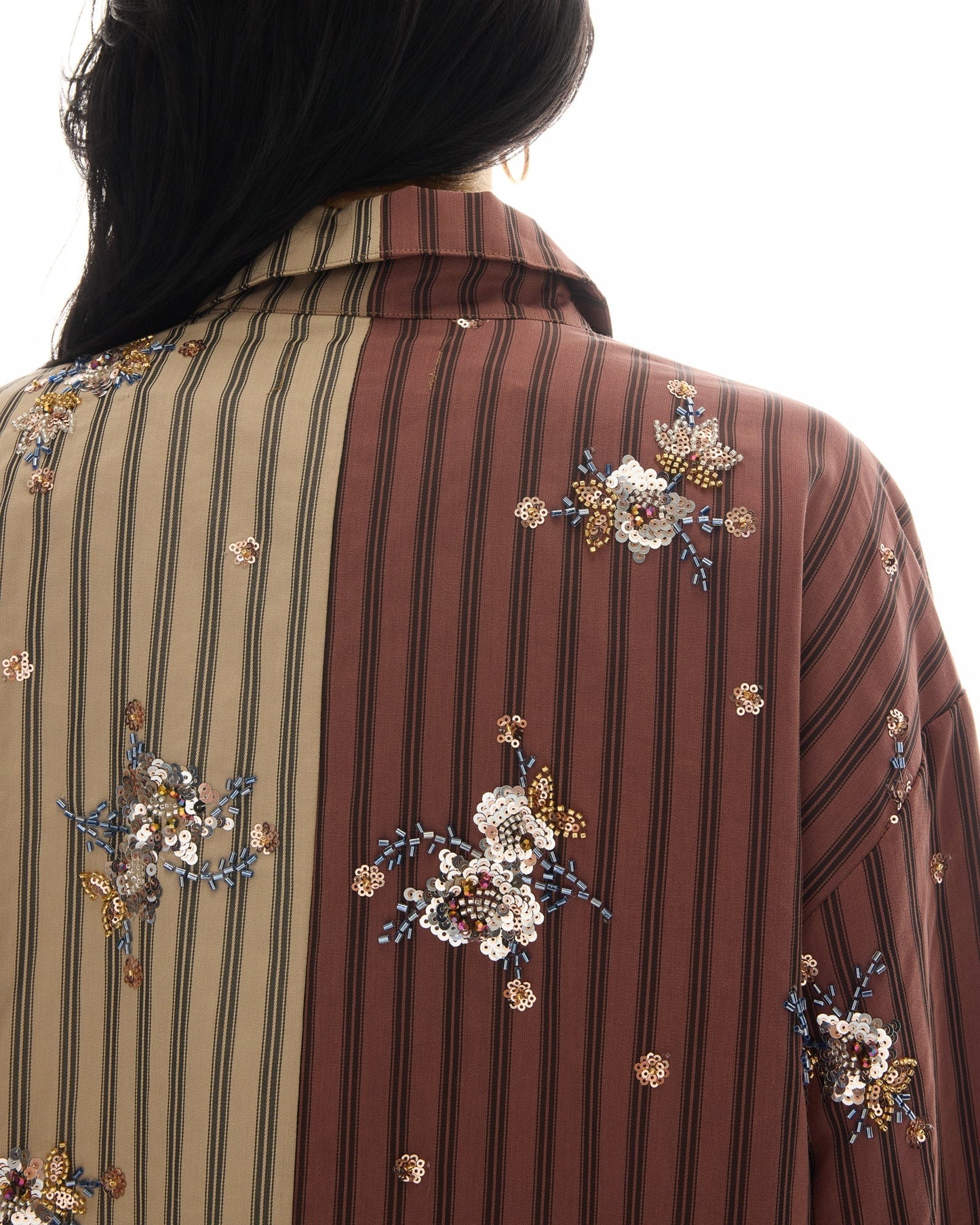 Embellished Half N Half Stripe Shirt