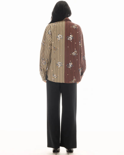 Embellished Half N Half Stripe Shirt