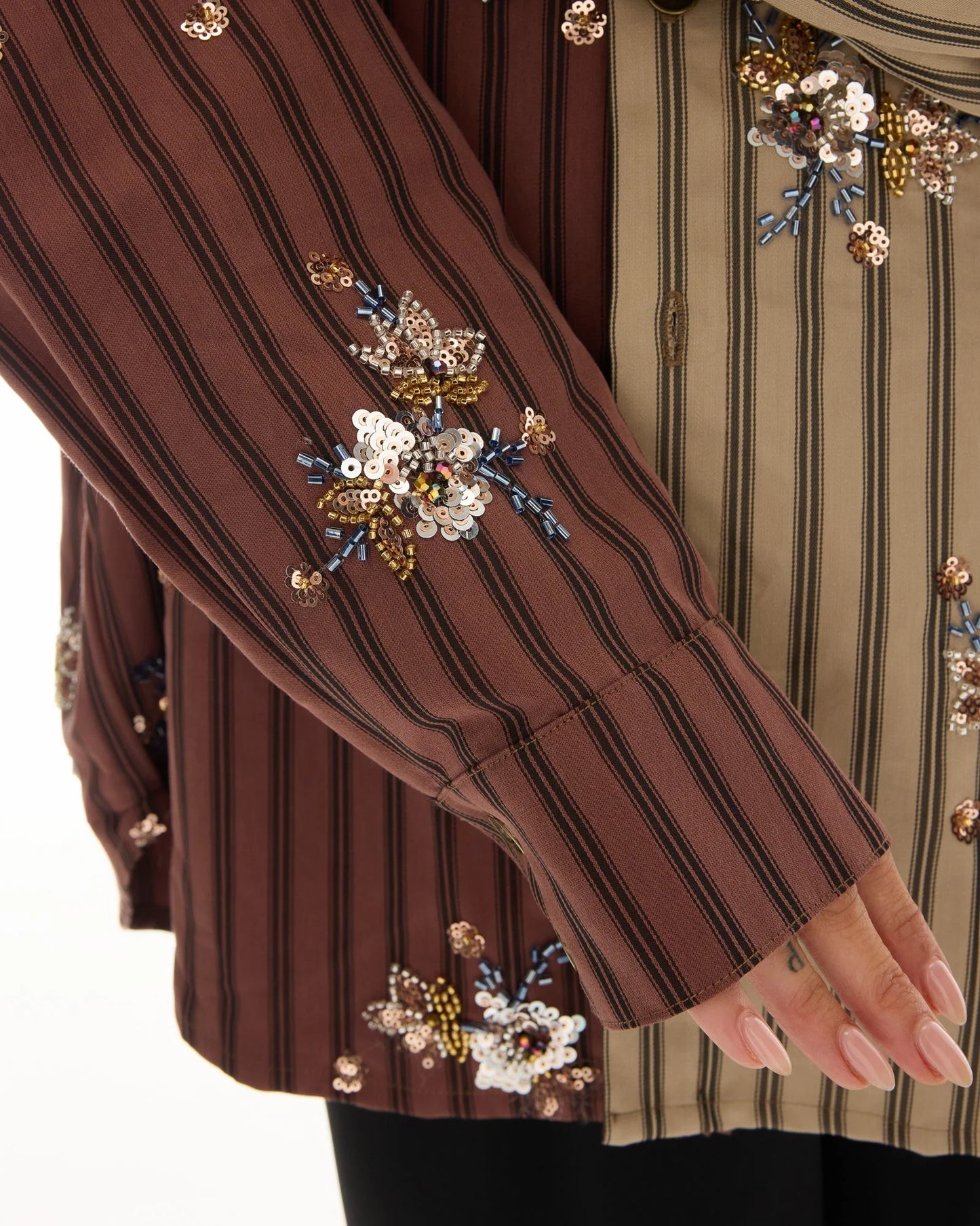 Embellished Half N Half Stripe Shirt