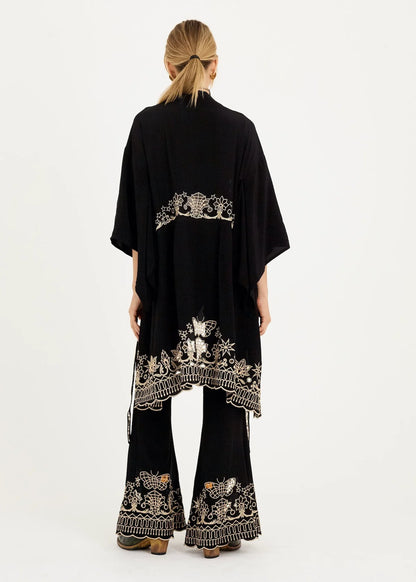 KATLA KIMONO DRESS - BLACK