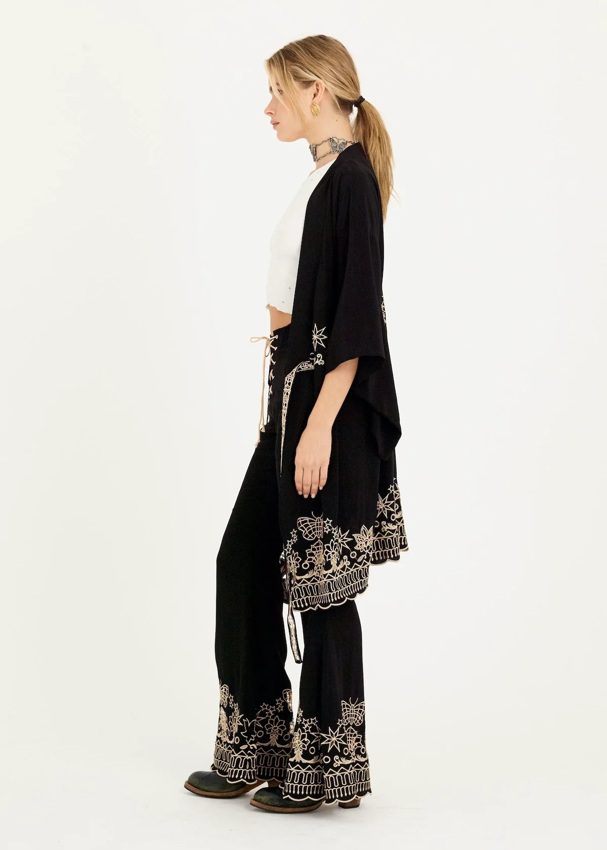 KATLA KIMONO DRESS - BLACK