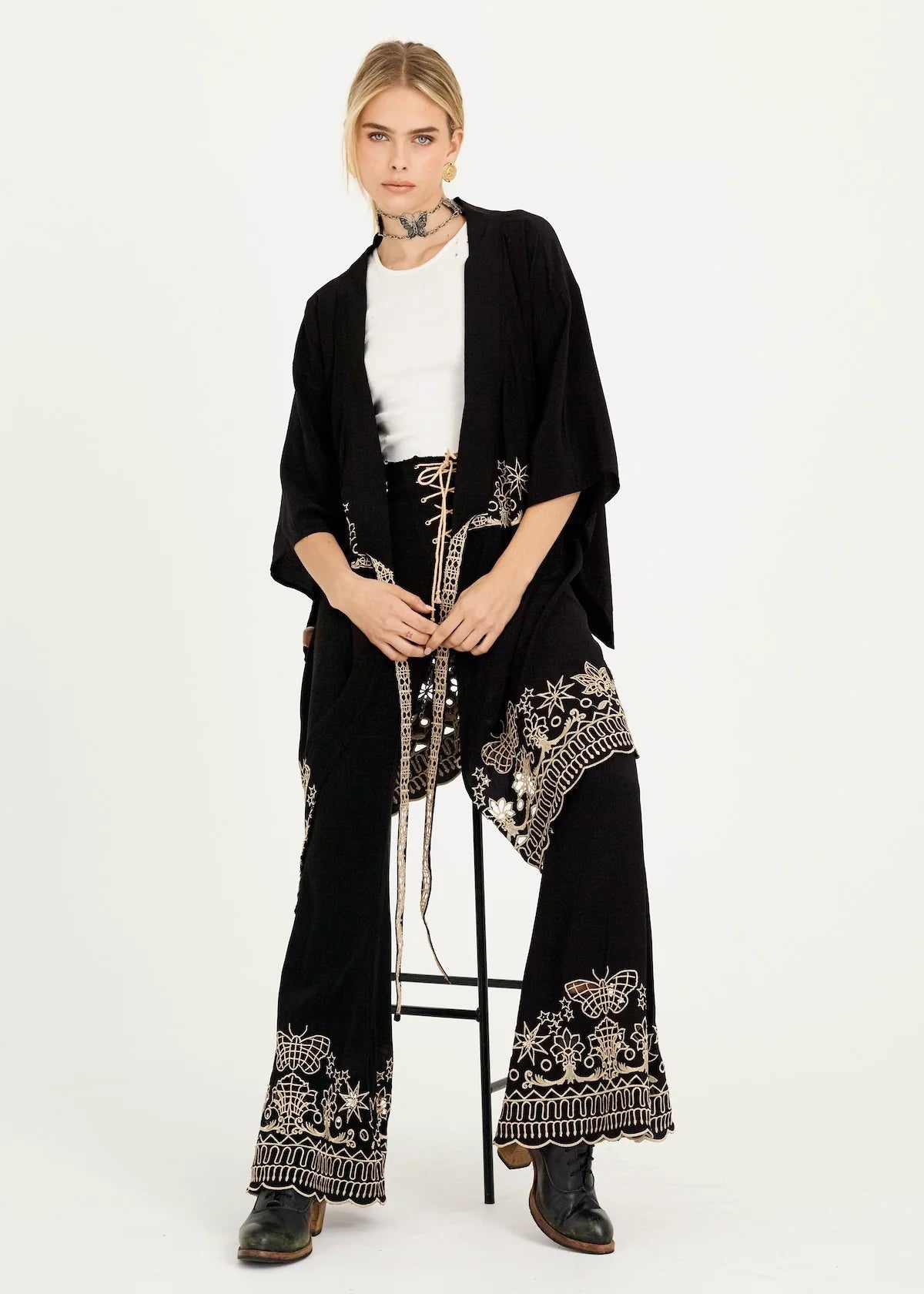 KATLA KIMONO DRESS - BLACK