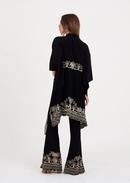 KATLA KIMONO DRESS - BLACK